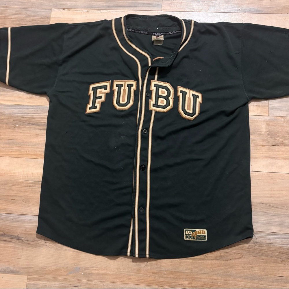 VINTAGE STYLE FUBU 05 RAP JERSEY Y2K SHIRT GREEN SIZE XXL BASEBALL SHIRT RARE